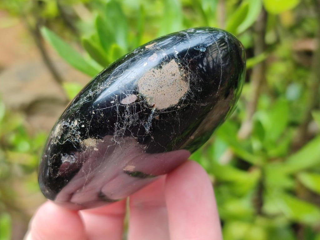Polished Black Tourmaline Galets x 12 From Madagascar - Toprock Gemstones and Minerals 