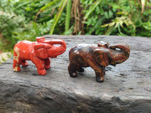 Handmade Mixed Mineral Elephant Carvings x 9 from Australia - Toprock Gemstones and Minerals 
