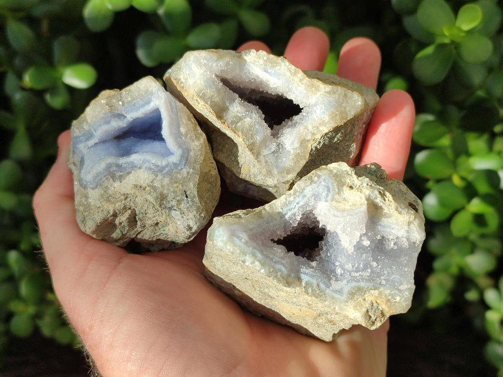 Natural Blue Lace Agate Geode Specimens x 12 From Nsanje, Malawi - Toprock Gemstones and Minerals 