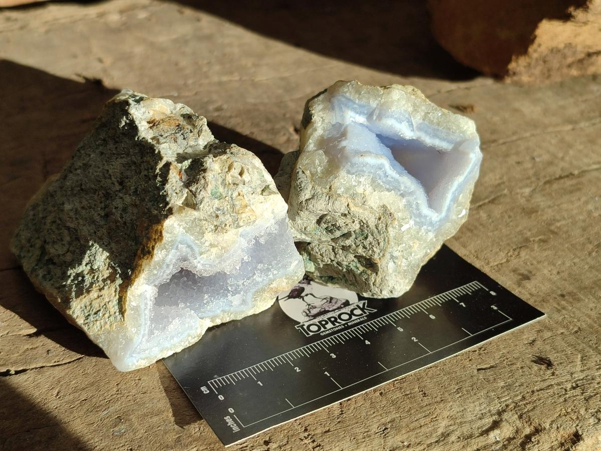 Natural Blue Lace Agate Geode Specimens x 12 From Nsanje, Malawi - Toprock Gemstones and Minerals 