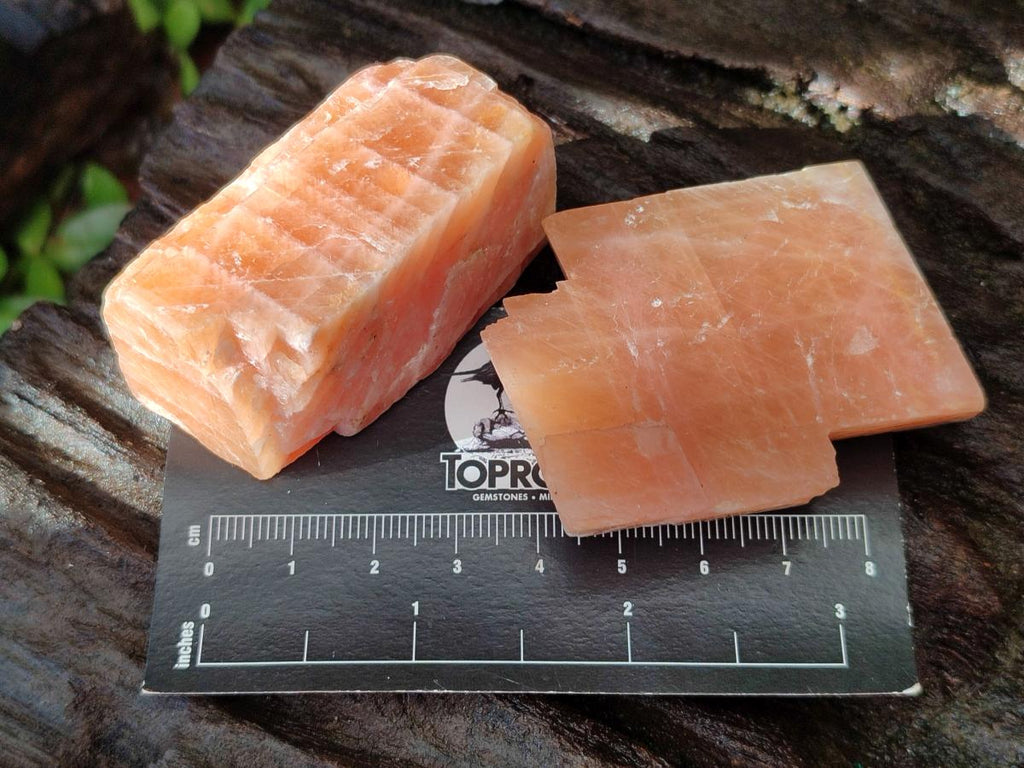 Natural Rhombohedral Sunset Orange Calcite Specimens x 24 From Spitzkop, Namibia - Toprock Gemstones and Minerals 
