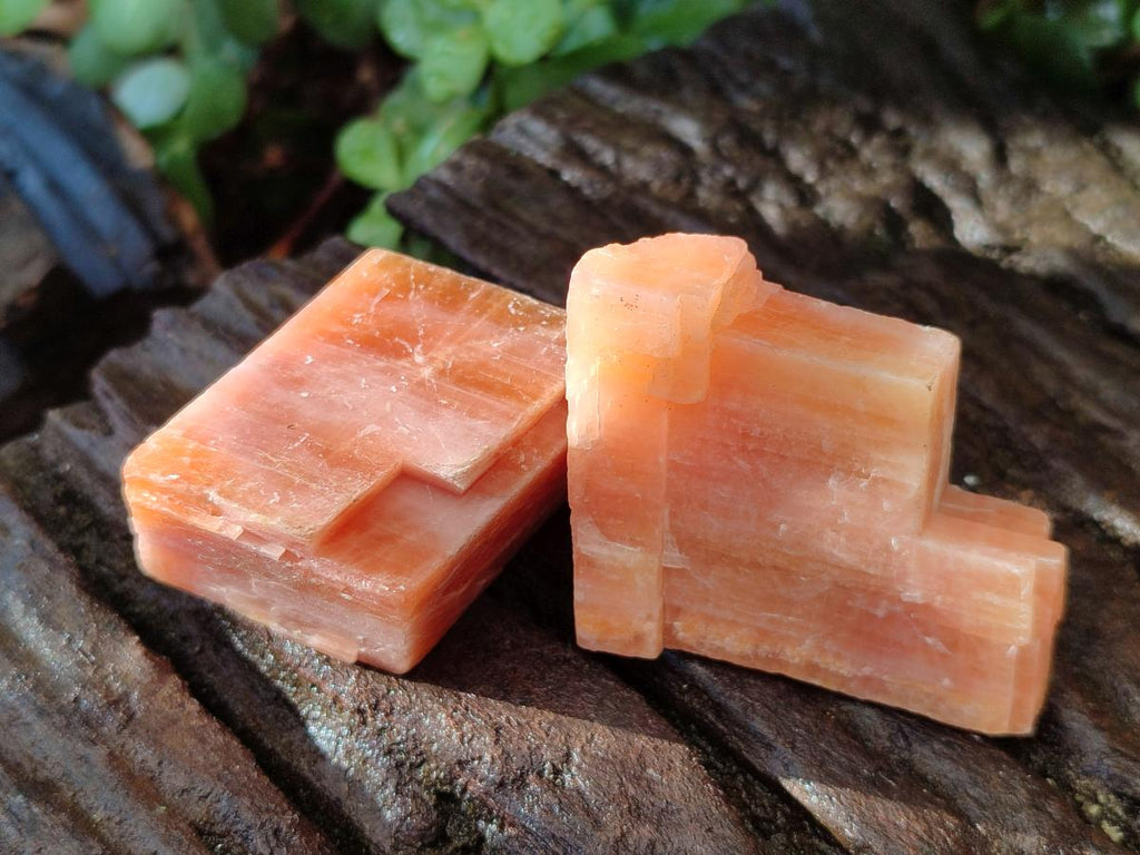 Natural Rhombohedral Sunset Orange Calcite Specimens x 24 From Spitzkop, Namibia - Toprock Gemstones and Minerals 