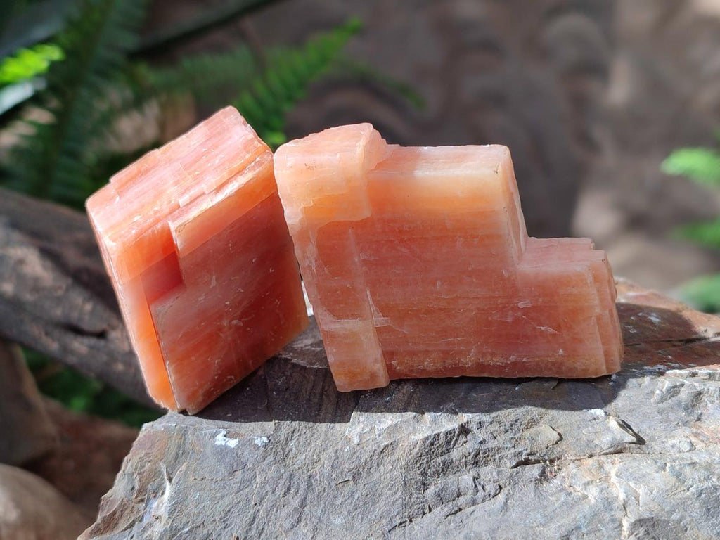 Natural Rhombohedral Sunset Orange Calcite Specimens x 24 From Spitzkop, Namibia - Toprock Gemstones and Minerals 