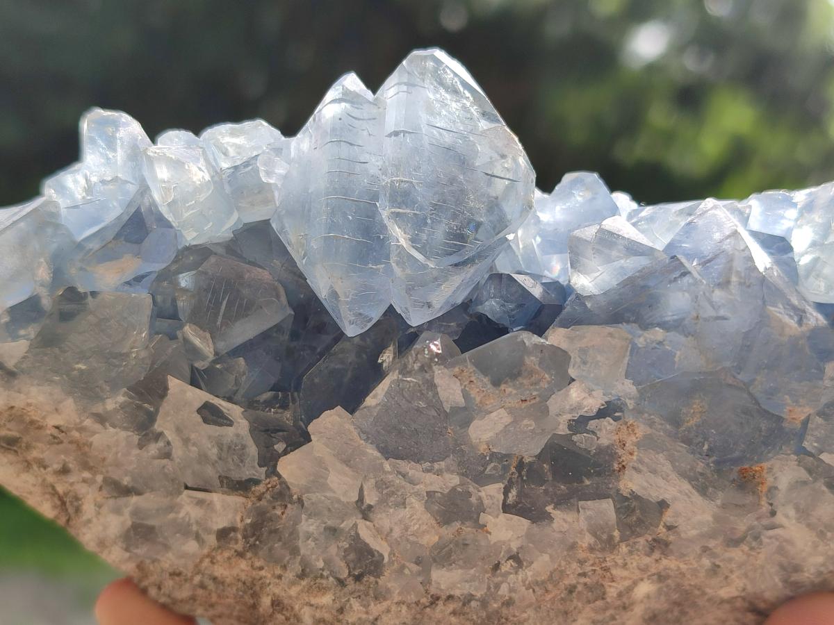 Natural Blue Celestite Geode Cluster Specimens x 3 From Sakoany, Madagascar - Toprock Gemstones and Minerals 