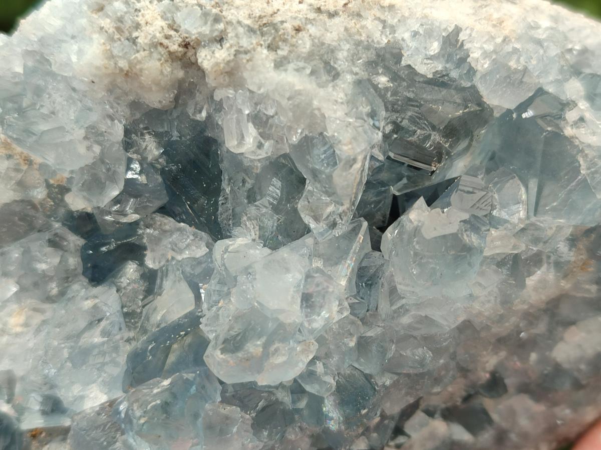 Natural Blue Celestite Geode Cluster Specimens x 3 From Sakoany, Madagascar - Toprock Gemstones and Minerals 