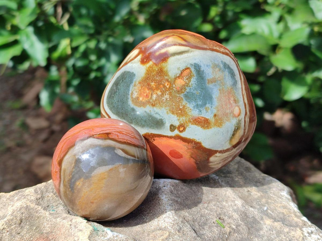 Polished Polychrome Jasper Nodules and a Sphere x 6 From NW Coast, Madagascar - Toprock Gemstones and Minerals 