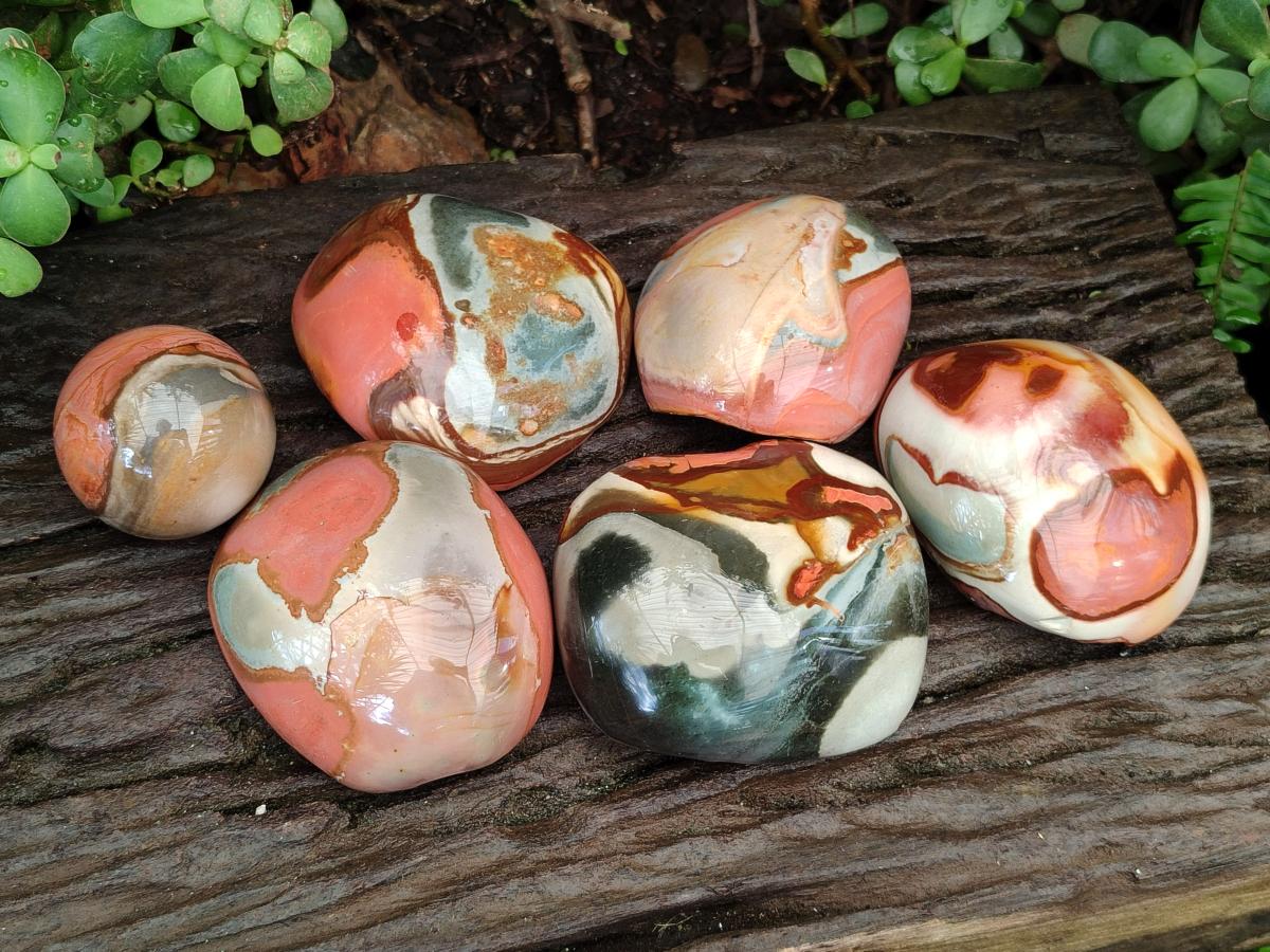 Polished Polychrome Jasper Nodules and a Sphere x 6 From NW Coast, Madagascar - Toprock Gemstones and Minerals 