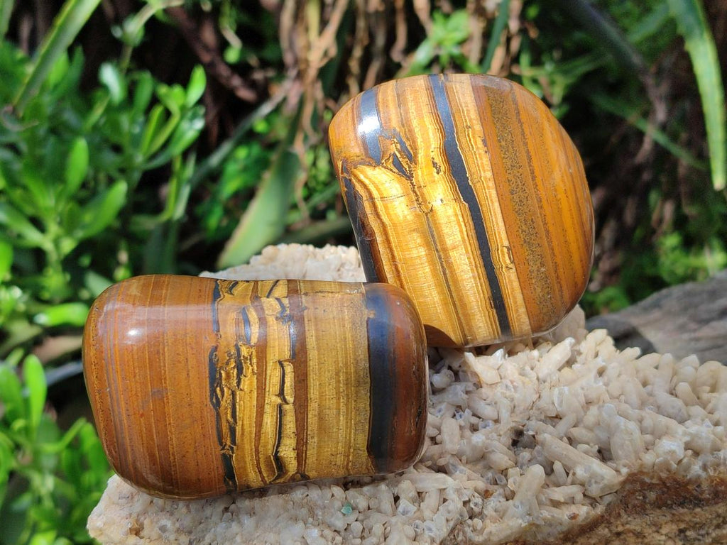 Polished Banded Tigers Eye with Banded Iron Stone Jasper Free Forms x 12 From South Africa - Toprock Gemstones and Minerals 