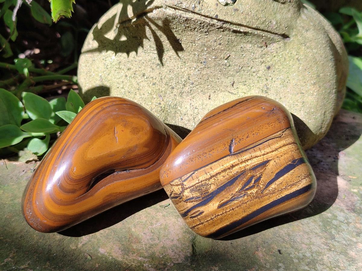 Polished Banded Tigers Eye with Banded Iron Stone Jasper Free Forms x 12 From South Africa - Toprock Gemstones and Minerals 