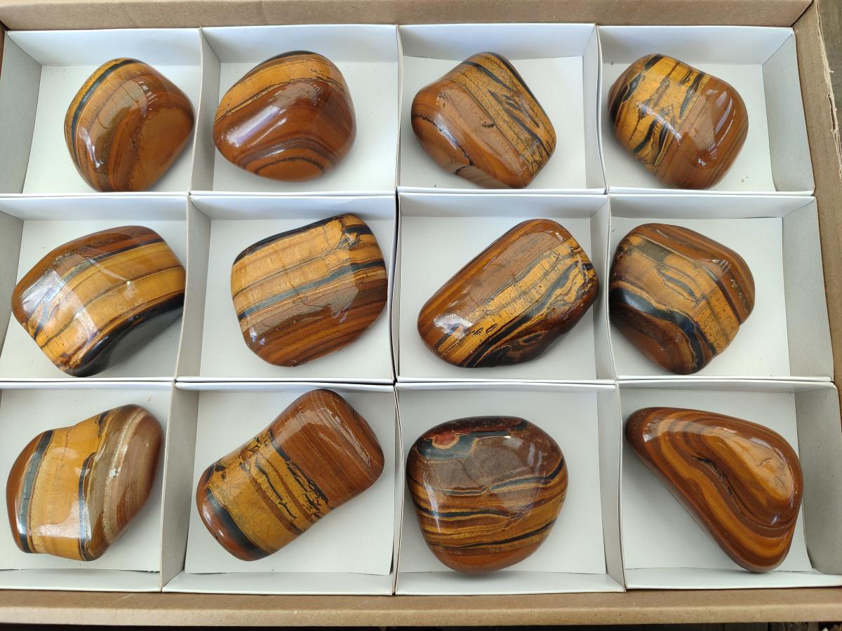 Polished Banded Tigers Eye with Banded Iron Stone Jasper Free Forms x 12 From South Africa - Toprock Gemstones and Minerals 