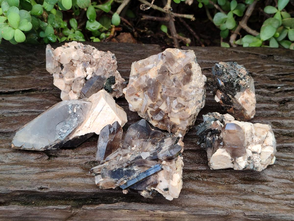 Natural Smokey Quartz Crystals with Associated Minerals x 6 From Mulanje, Malawi - Toprock Gemstones and Minerals 