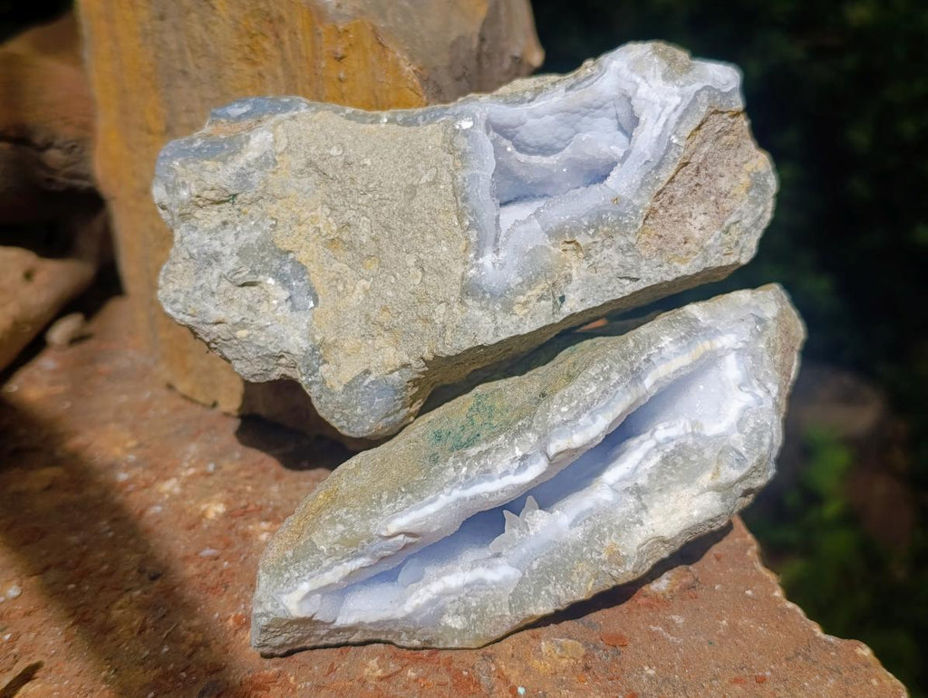 Natural Blue Lace Agate Geode Specimens x 6 From Nsanje, Malawi - Toprock Gemstones and Minerals 