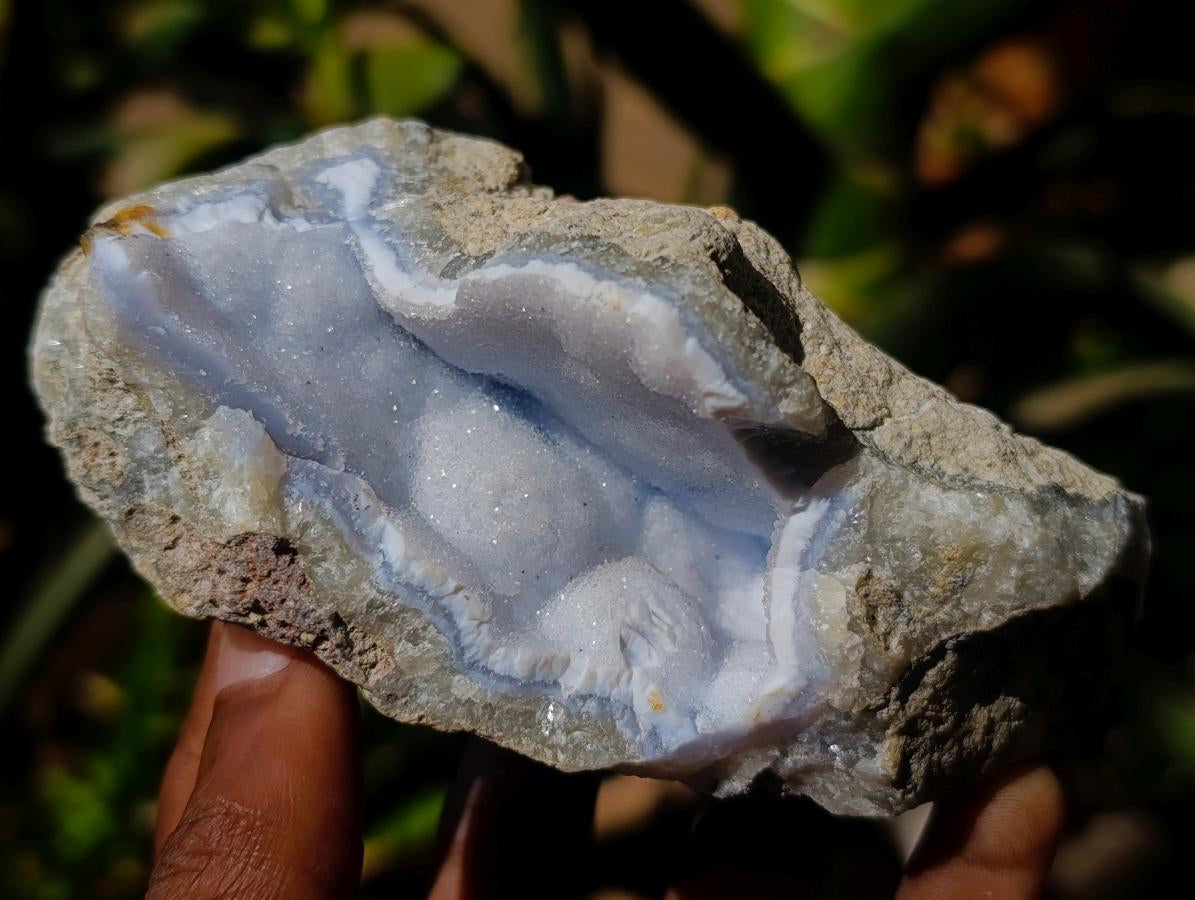 Natural Blue Lace Agate Geode Specimens x 6 From Nsanje, Malawi - Toprock Gemstones and Minerals 