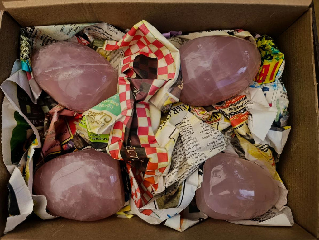 Polished Gemmy Rose Quartz Standing Free Forms x 4 From Madagascar - Toprock Gemstones and Minerals 