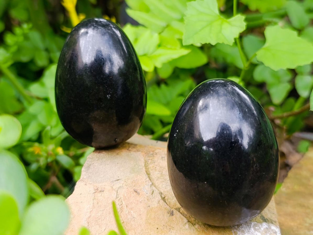 Polished Black Basalt Eggs x 10 From Madagascar - Toprock Gemstones and Minerals 