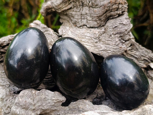 Polished Black Basalt Eggs x 10 From Madagascar - Toprock Gemstones and Minerals 