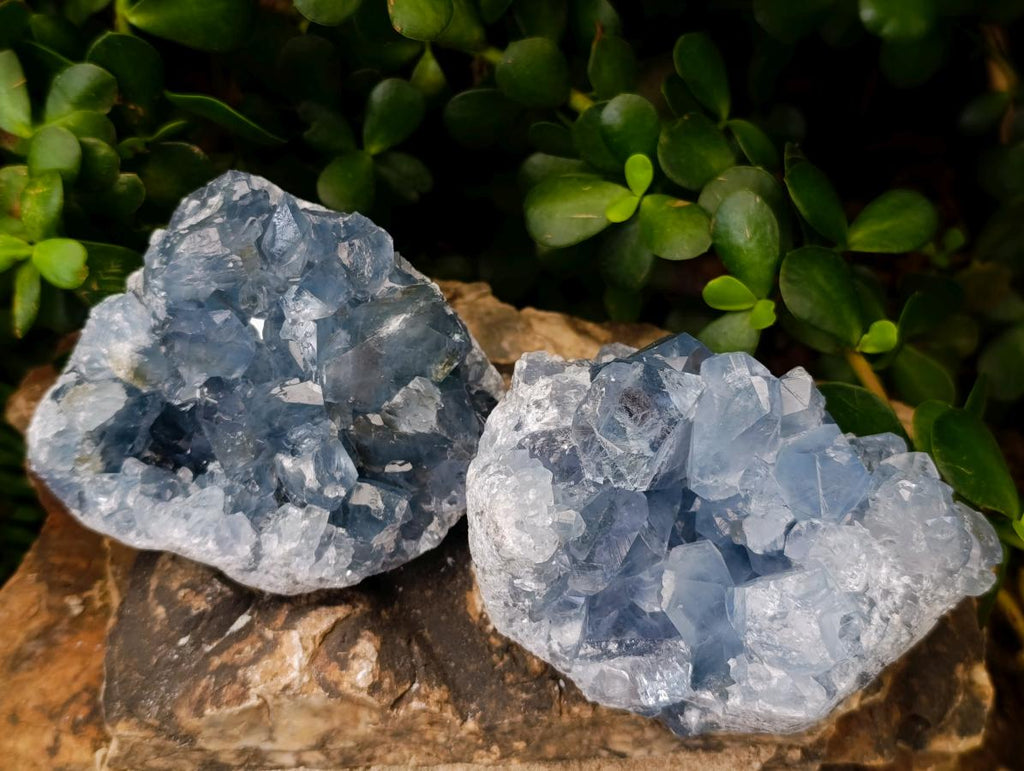 Natural Blue Celestite Geode Specimens x 3 From Sakoany, Madagascar - Toprock Gemstones and Minerals 