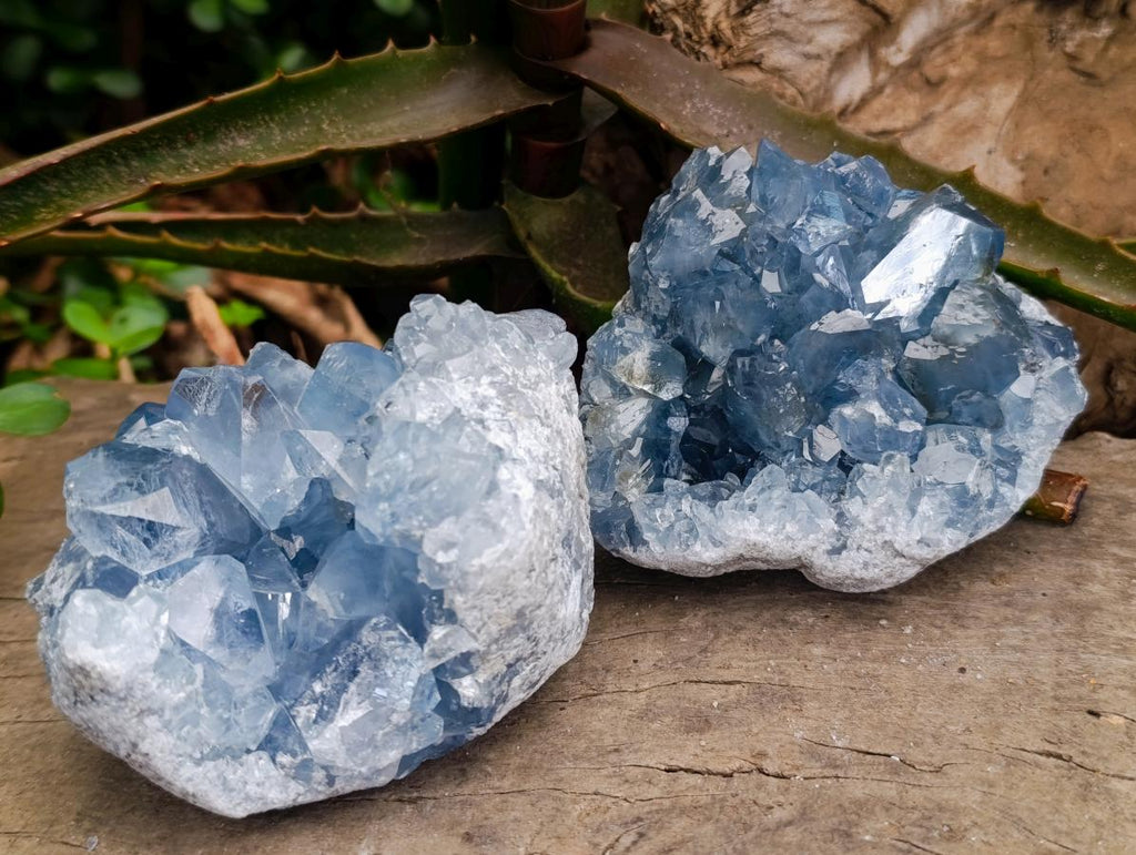 Natural Blue Celestite Geode Specimens x 3 From Sakoany, Madagascar - Toprock Gemstones and Minerals 