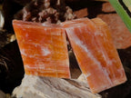 Natural Rhombohedral Sunset Orange Calcite Specimens x 6 From Spitzkop, Namibia - Toprock Gemstones and Minerals 