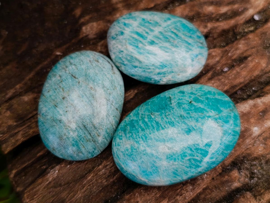 Polished Amazonite Palm Stones x 24 From Madagascar - Toprock Gemstones and Minerals 