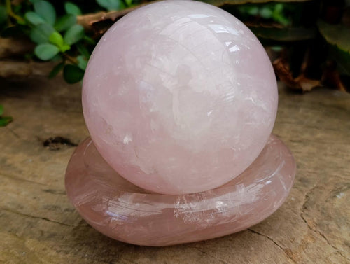 Polished Gemmy Rose Quartz Bowl and Sphere x 2 From Madagascar - Toprock Gemstones and Minerals 