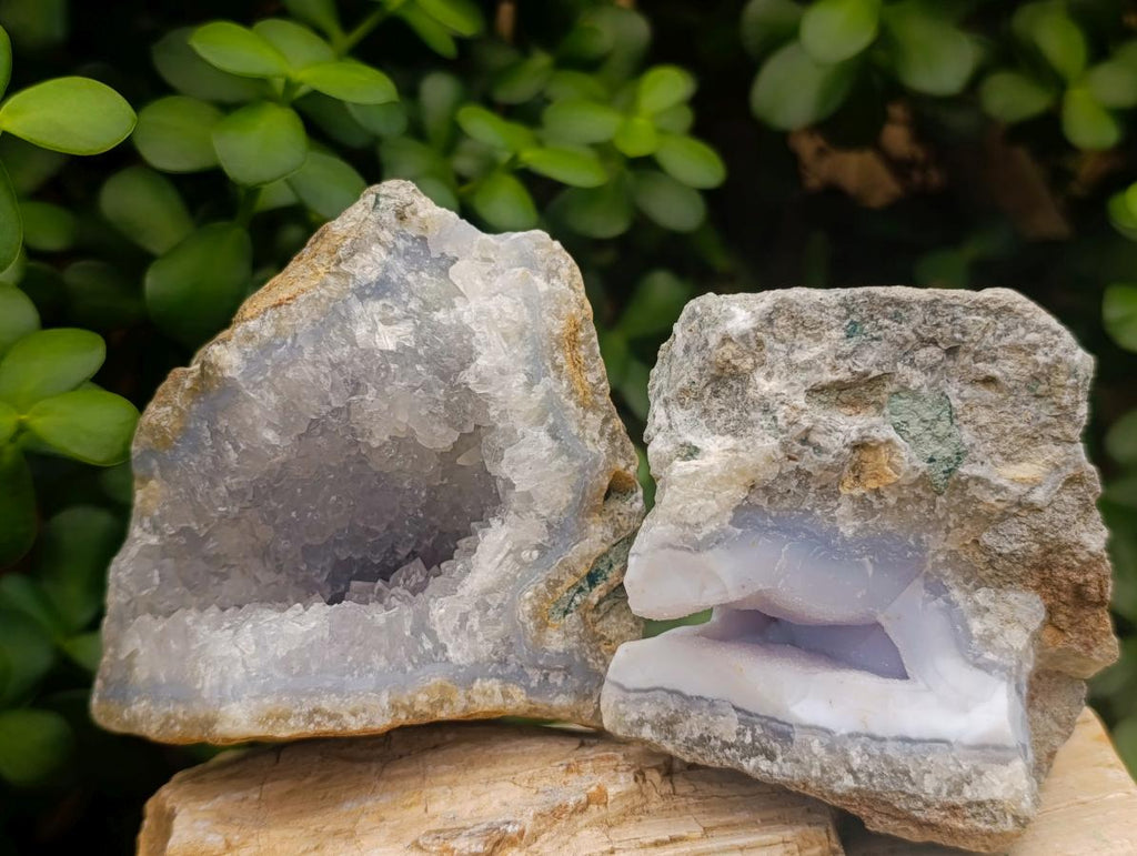 Natural Blue Lace Agate Geode Specimens x 6 From Nsanje, Malawi - Toprock Gemstones and Minerals 