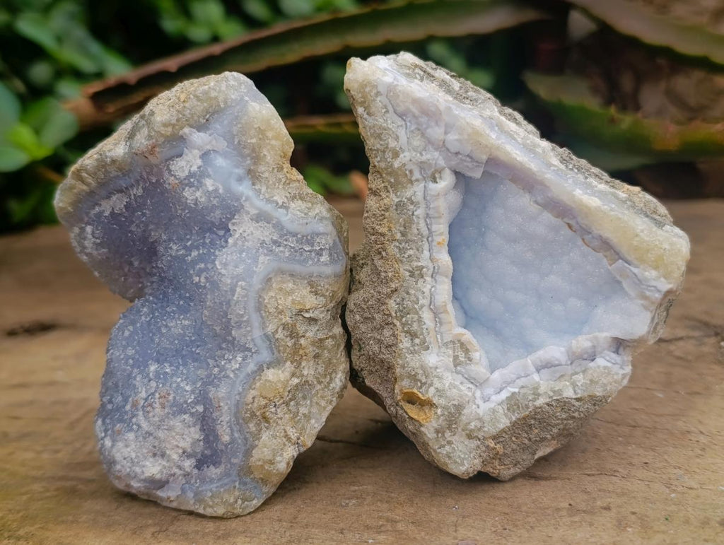 Natural Blue Lace Agate Geode Specimens x 6 From Nsanje, Malawi - Toprock Gemstones and Minerals 