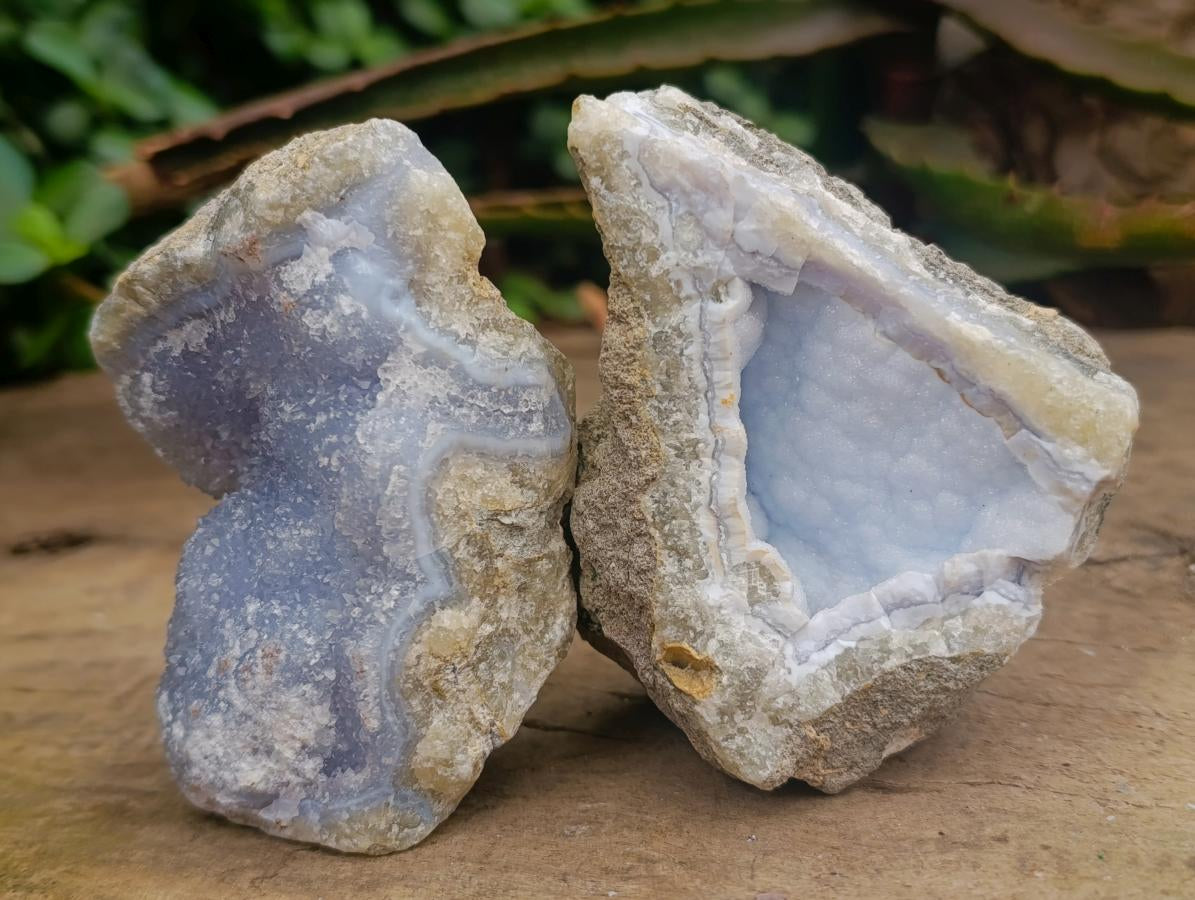 Natural Blue Lace Agate Geode Specimens x 6 From Nsanje, Malawi - Toprock Gemstones and Minerals 