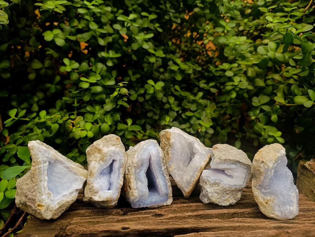 Natural Blue Lace Agate Geode Specimens x 6 From Nsanje, Malawi - Toprock Gemstones and Minerals 
