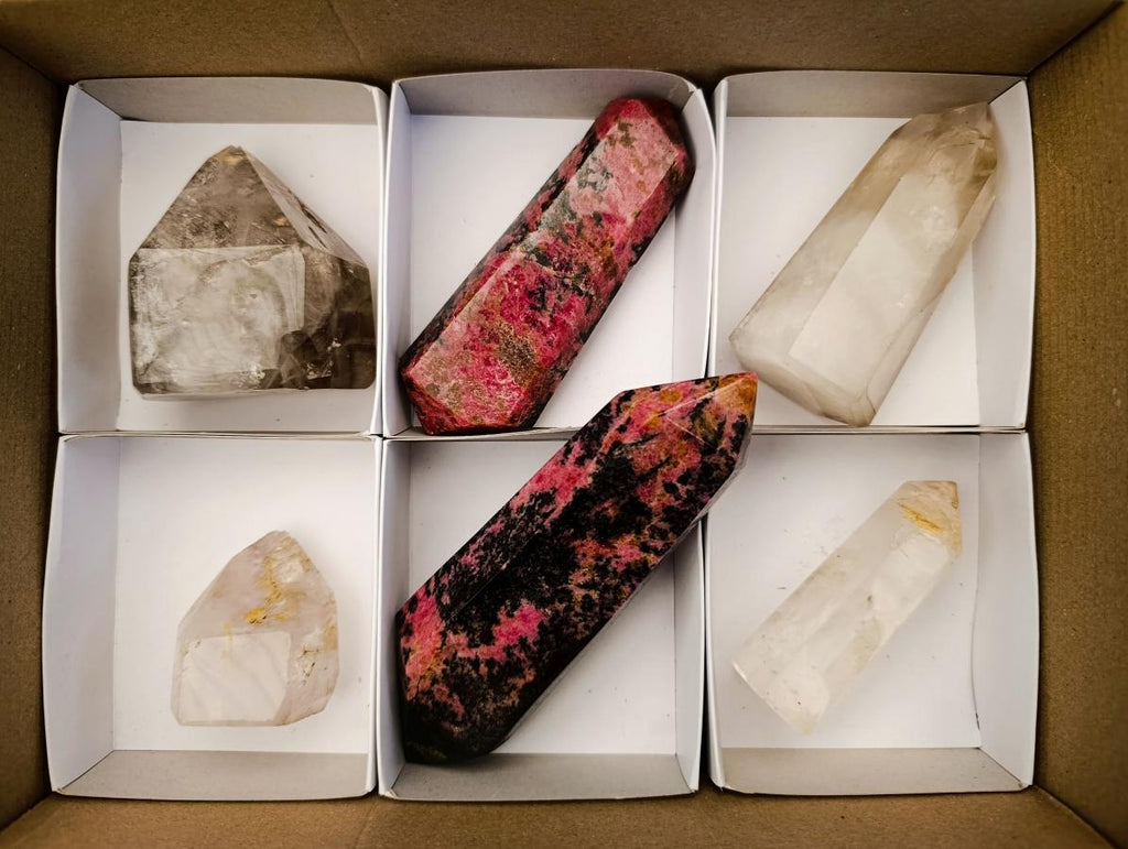Polished Mixed Multi Mineral Crystals x 6 From Madagascar - Toprock Gemstones and Minerals 