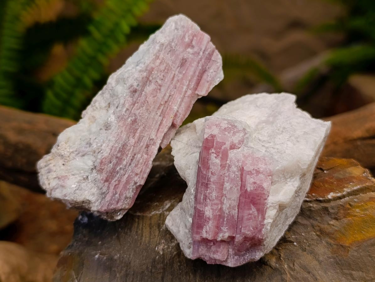Natural Pink Rubellite Tourmaline Specimens x 6 From Karibib, Namibia - Toprock Gemstones and Minerals 