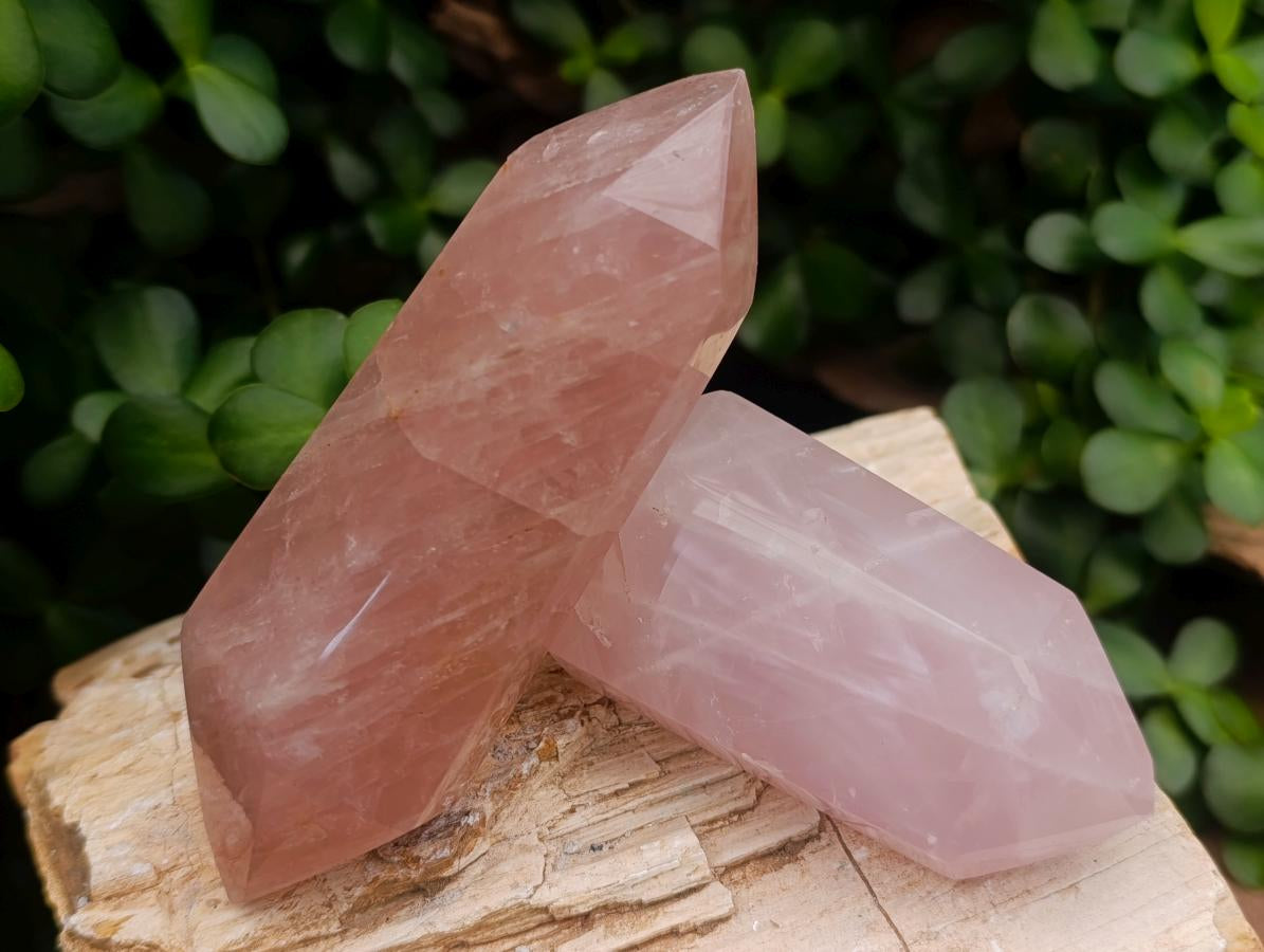 Polished Double Terminated Gemmy Rose Quartz Crystals x 6 From Madagascar - Toprock Gemstones and Minerals 