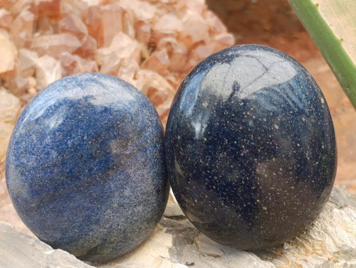 Polished Lazulite Galets x 24 From Madagascar - Toprock Gemstones and Minerals 