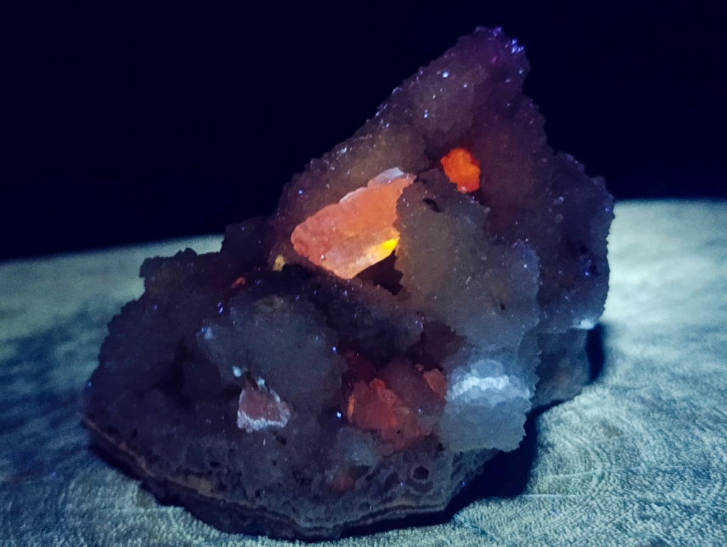 Natural Drusy Quartz Coated Calcite Pseudomorph Clusters x 4 From Albert's Mountain, Lesotho - Toprock Gemstones and Minerals 