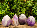 Polished Purple Chevron Amethyst Standing Free Forms and a Crystal x 4 From Madagascar - Toprock Gemstones and Minerals 