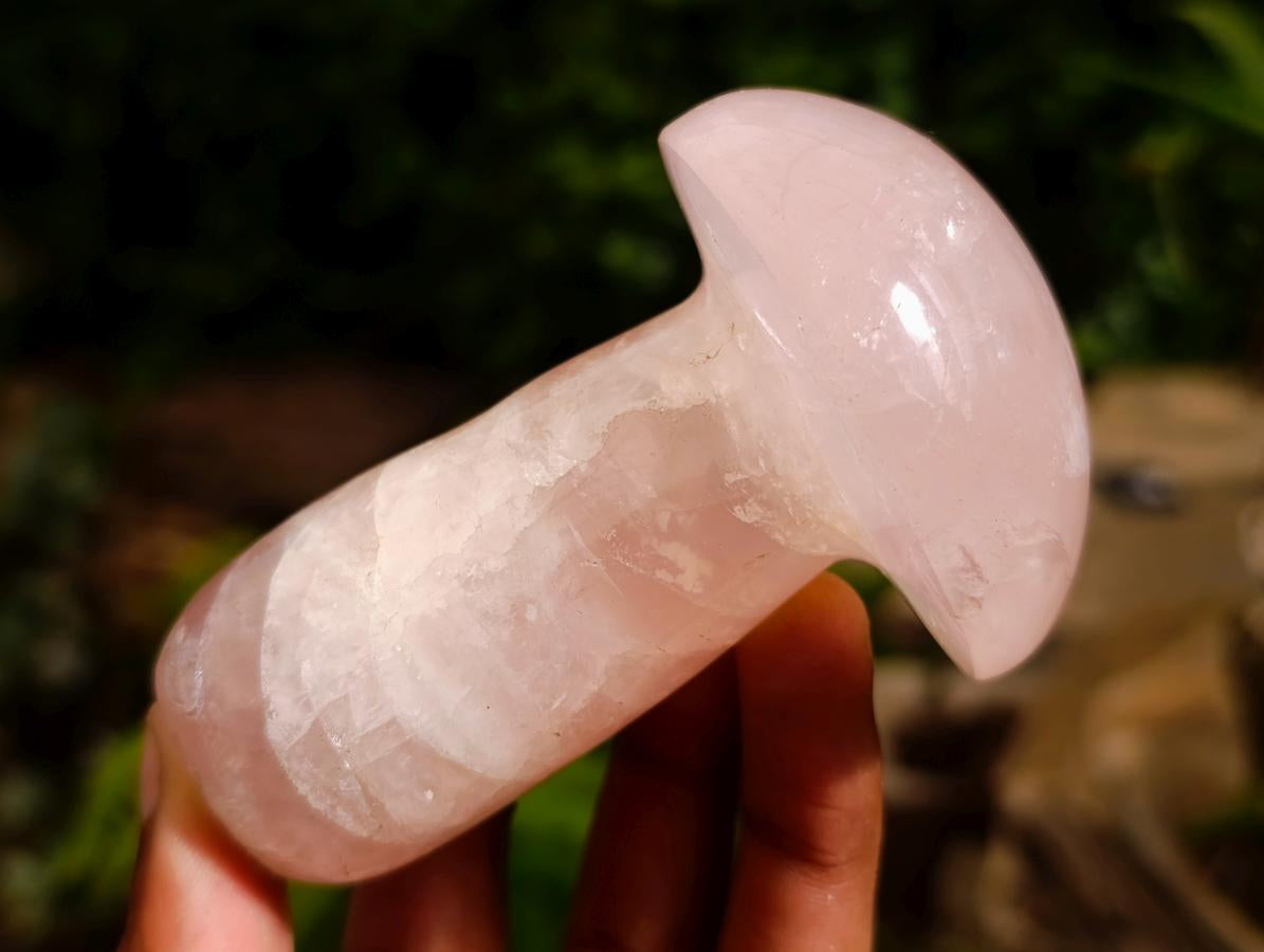 Polished Gemmy Rose Quartz Mushrooms x 3 From Madagascar - Toprock Gemstones and Minerals 