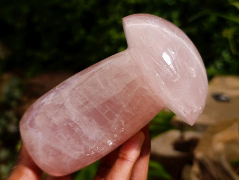 Polished Gemmy Rose Quartz Mushrooms x 3 From Madagascar - Toprock Gemstones and Minerals 