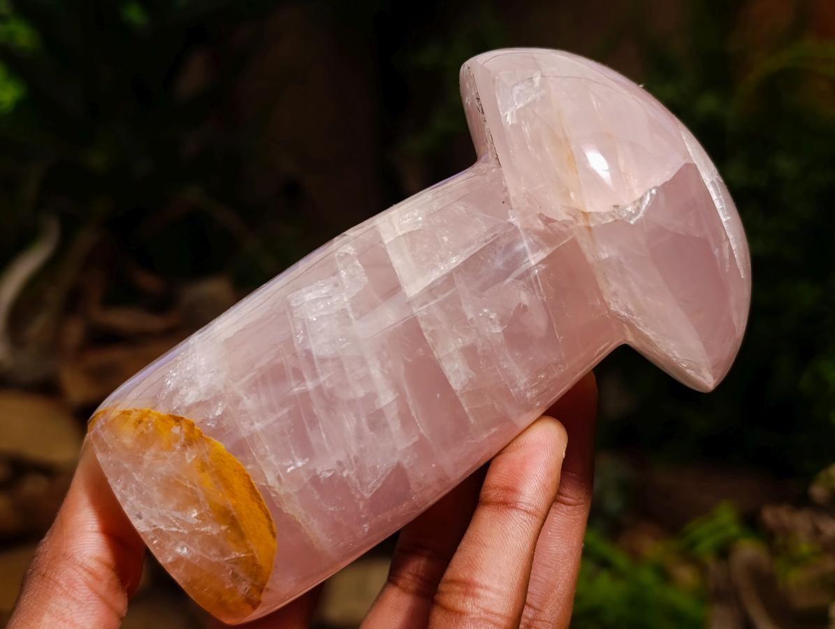 Polished Gemmy Rose Quartz Mushrooms x 3 From Madagascar - Toprock Gemstones and Minerals 
