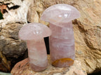 Polished Gemmy Rose Quartz Mushrooms x 3 From Madagascar - Toprock Gemstones and Minerals 