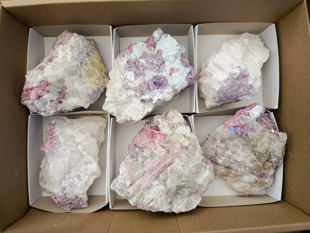 Natural Pink Rubellite Tourmaline Specimens x 6 From Karibib, Namibia - Toprock Gemstones and Minerals 