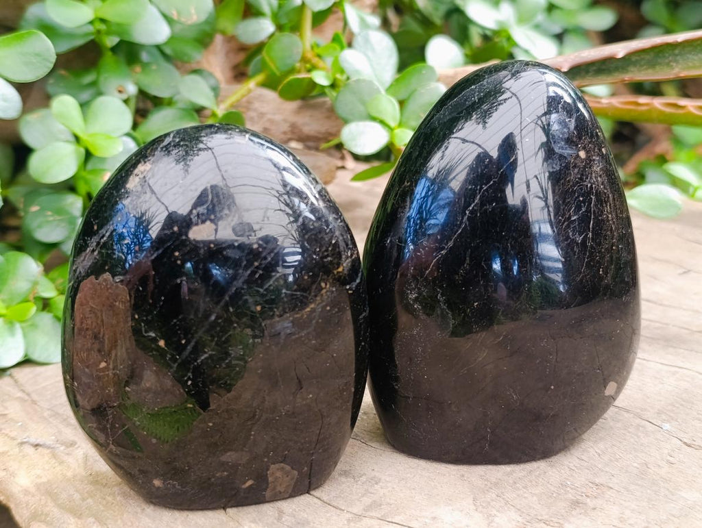 Polished Black Tourmaline Standing Free Forms x 4 From Madagascar - Toprock Gemstones and Minerals 