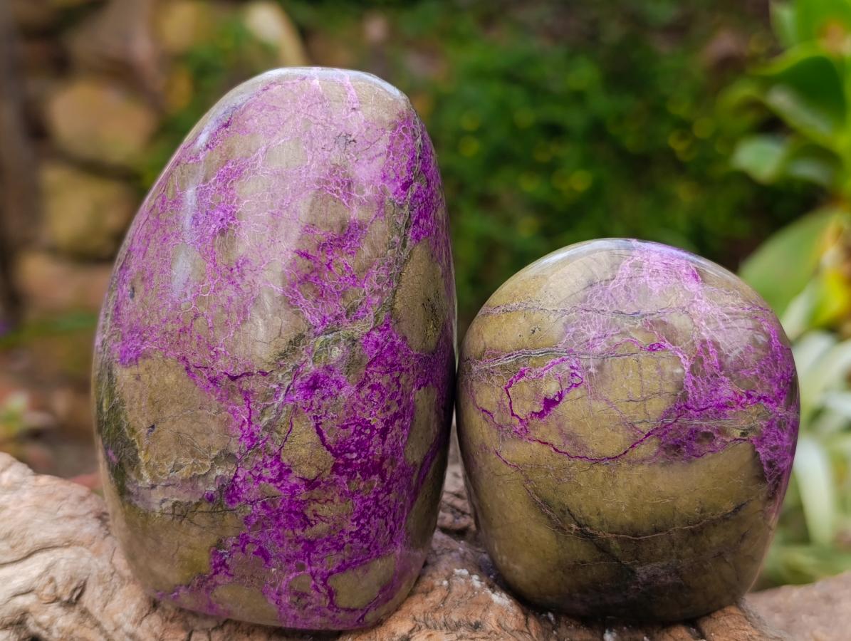 Polished Stichtite Standing Free Forms x 3 From Barberton, South Africa - Toprock Gemstones and Minerals 