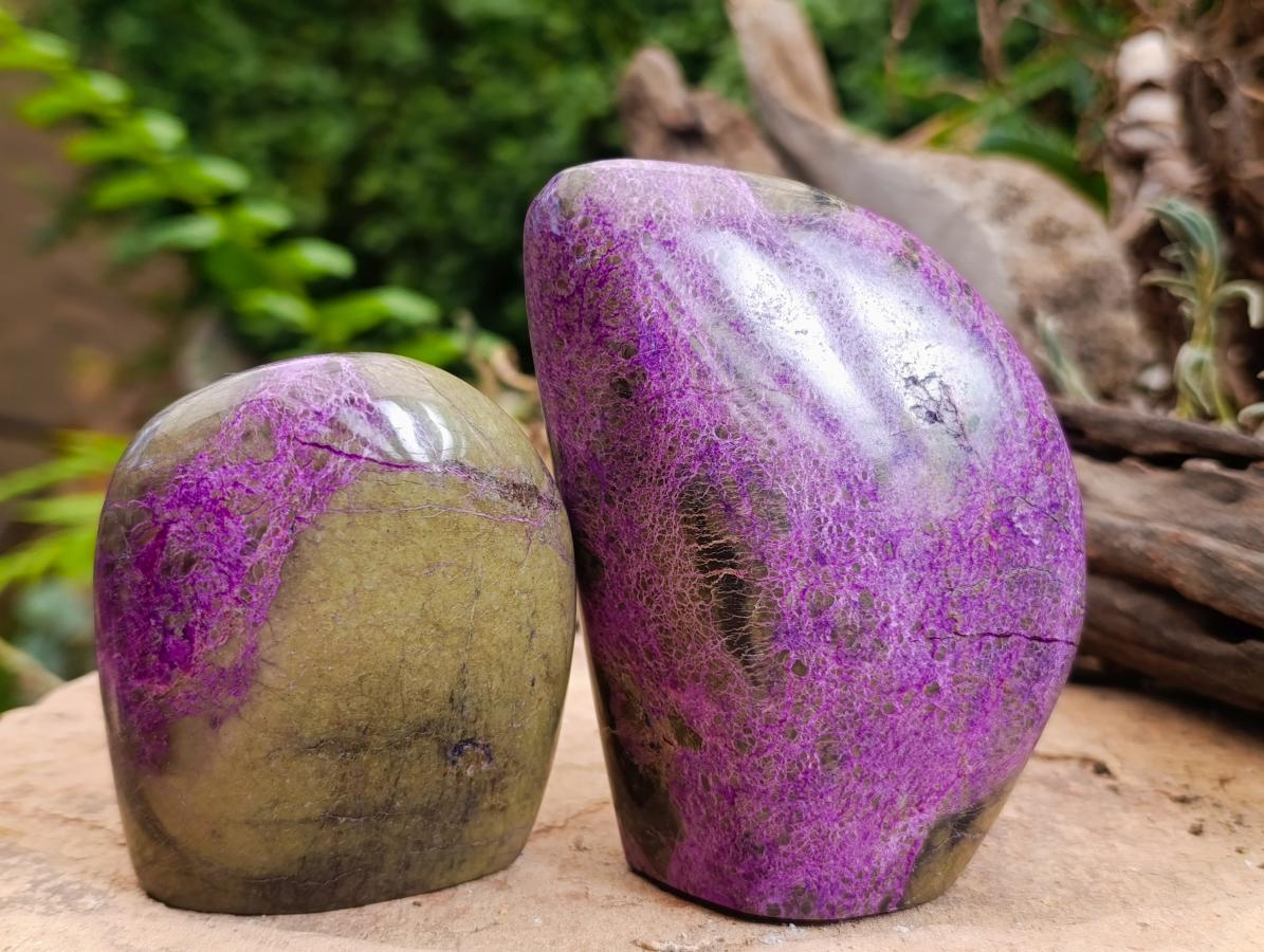 Polished Stichtite Standing Free Forms x 3 From Barberton, South Africa - Toprock Gemstones and Minerals 