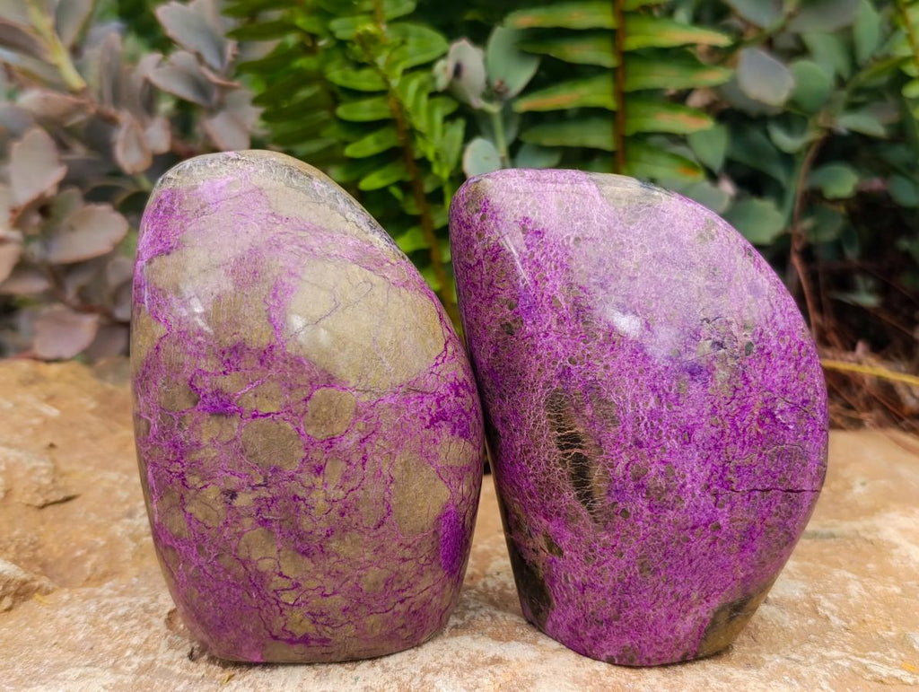 Polished Stichtite Standing Free Forms x 3 From Barberton, South Africa - Toprock Gemstones and Minerals 