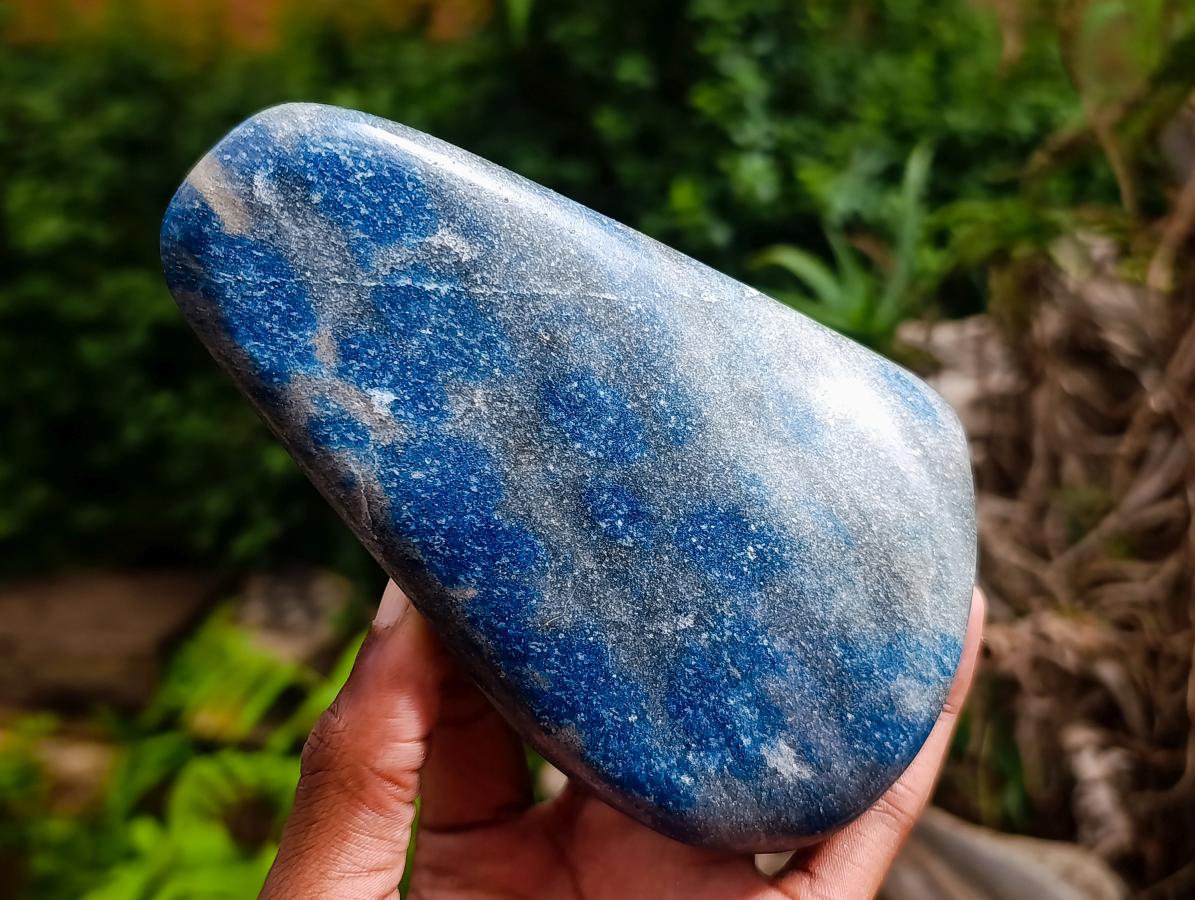 Polished Blue Spotted Spinel in Quartz Standing Free Forms x 2 From Madagascar - Toprock Gemstones and Minerals 