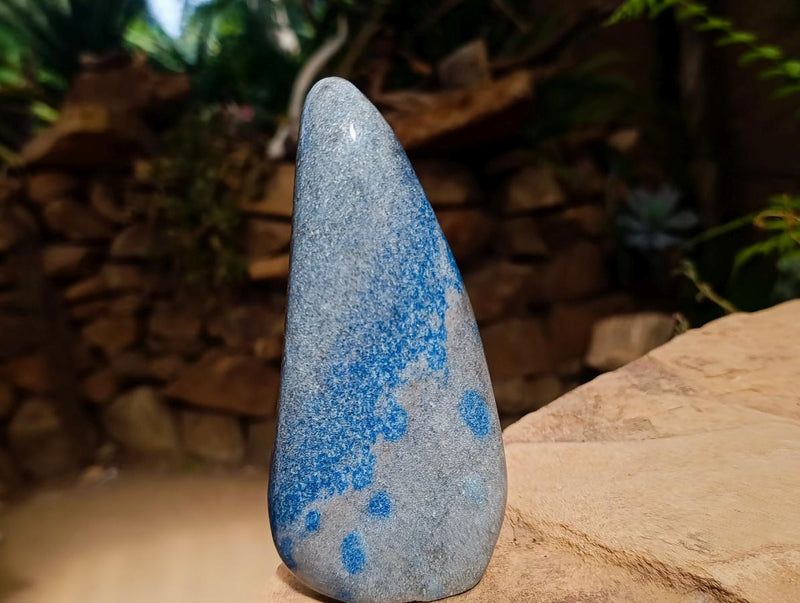 Polished Blue Spotted Spinel in Quartz Standing Free Forms x 2 From Madagascar - Toprock Gemstones and Minerals 