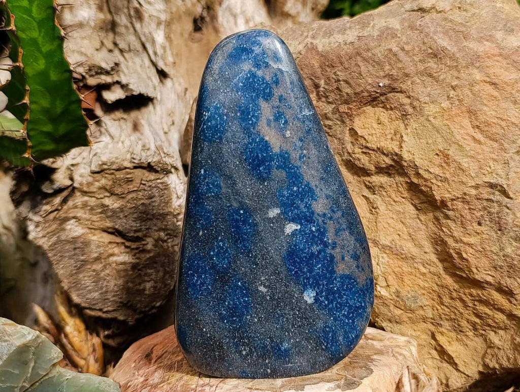 Polished Blue Spotted Spinel in Quartz Standing Free Forms x 2 From Madagascar - Toprock Gemstones and Minerals 