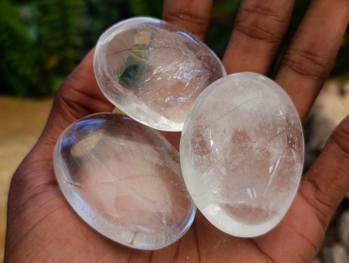 Polished Clear Quartz Crystal Galets x 35 From Madagascar - Toprock Gemstones and Minerals 