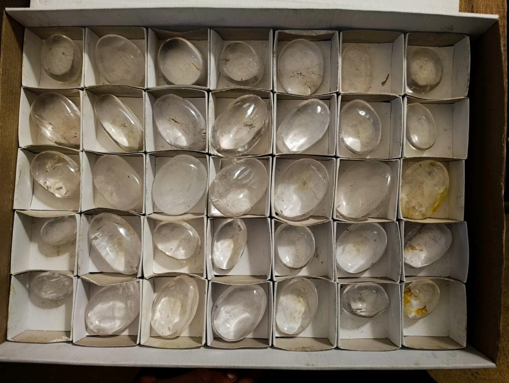 Polished Clear Quartz Crystal Galets x 35 From Madagascar - Toprock Gemstones and Minerals 