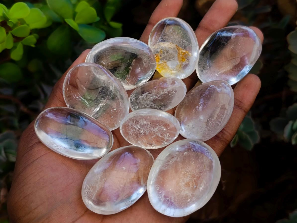 Polished Clear Quartz Crystal Galets x 35 From Madagascar - Toprock Gemstones and Minerals 
